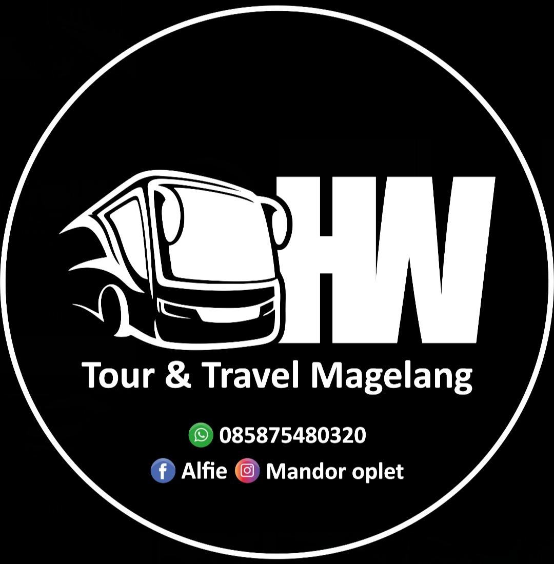 Logo Hawwa Trans Tour&Travel - Bus bergambar dengan background biru dan teks putih